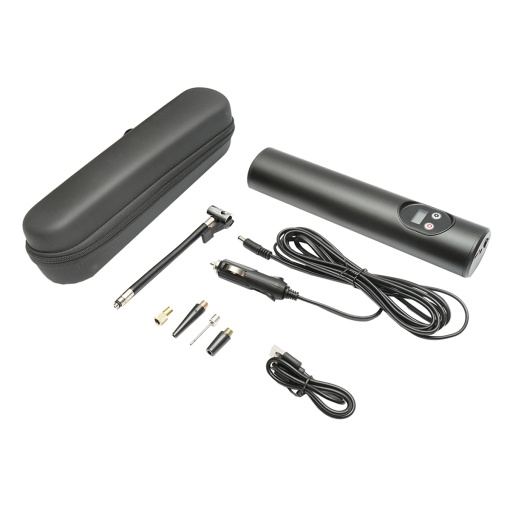 Compresor aer portabil negru 12,4V baterie 6000Am reincarcabila 250x56x47mm cu accesorii - Img 2