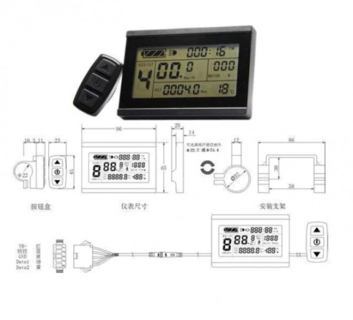 Display + controller bicicleta electrica KT LCD3 (36V - 48V / 500W) - Img 4
