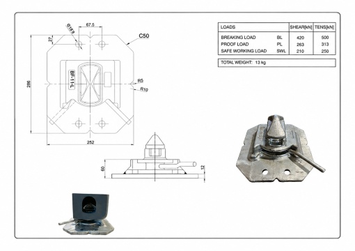 Dispozitiv fixare transcontainer twist lock cu placa - Img 2