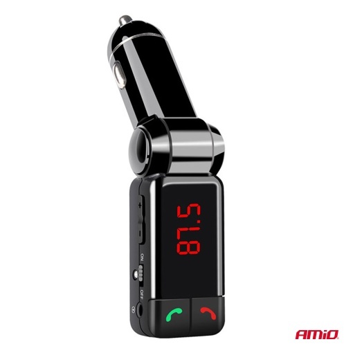 Incarcator - Modulator FM - Bluetooth 2×USB-A 12V 24V Amio - Img 2