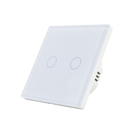 Intrerupator cap scara si cap cruce dublu cu touch PNI CS202 din sticla, alb, cu LED indicator - Img 3