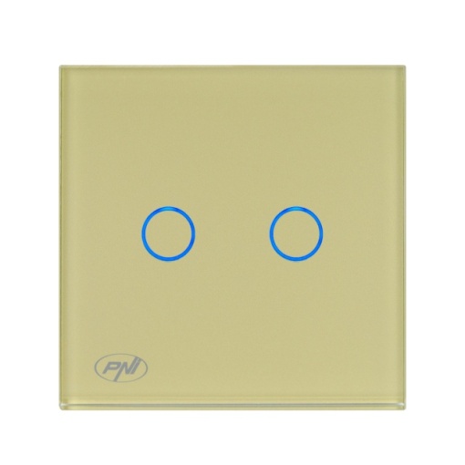 Intrerupator dublu cu touch PNI SH202G din sticla, gold cu LED indicator, culoare auriu - Img 8
