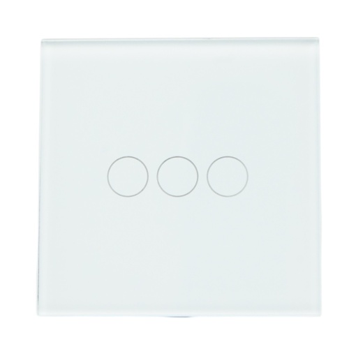 Intrerupator touch triplu cap scara alb 220V, indicator luminos, rama sticla 86x86x34mm - Img 2