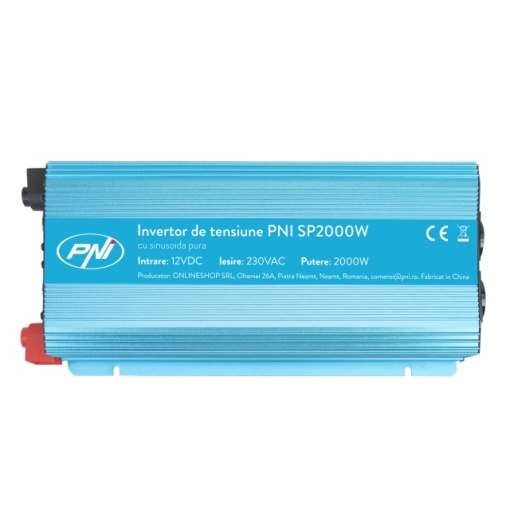 Invertor de tensiune PNI SP2000W cu sinusoida pura, intrare 12V DC, iesire 230V AC, putere 2000W - Img 3