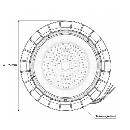 Lampa industriala LED UFO High-Bay 150W, 100-265V, 6500K, 18000lm pentru hale, depozite 325x34mm IP65 Breckner Germany - Img 6