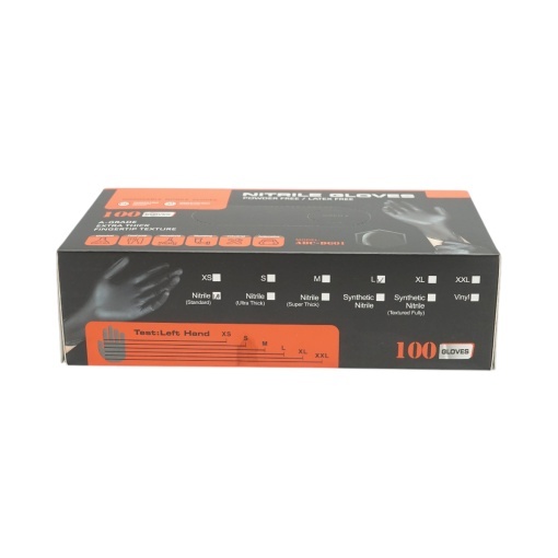 Manusi din nitril negre nepudrate cu textura aderenta pe degete, marimea L 100 buc/cutie - Img 3