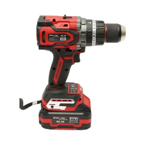 Masina de gaurit si insurubat cu percutie 1000W, 2 acumulatori 21V, 4Ah Li-ion, LED, Brushless, 180Nm, mandrina 13mm, 0-500/2000rpm, maner antivibratie Breckner Germany - Img 9