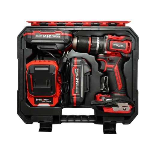 Masina de gaurit si insurubat cu percutie 500W, 2 acumulatori 21V, 1.5Ah Li-ion, LED, Brushless, 50Nm, mandrina 13mm, 0-500/1600rpm Breckner Germany - Img 3