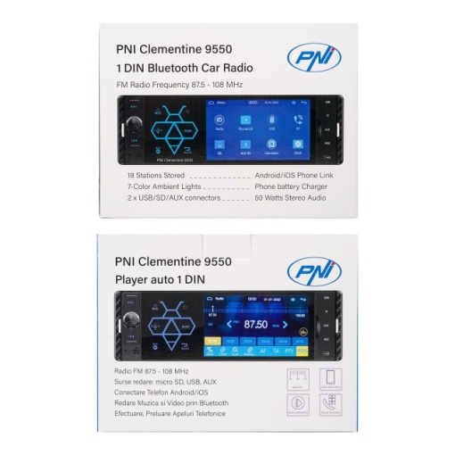 MP5 player auto PNI Clementine 9550 1DIN display 4 inch 50Wx4, Bluetooth, radio FM, Carplay, functie RDS - Img 3