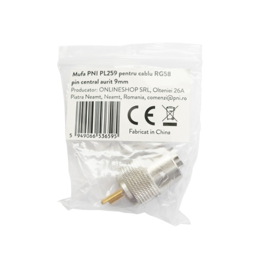 Mufa PNI PL259 pentru cablu RG58 pin central aurit 9 mm - Img 2