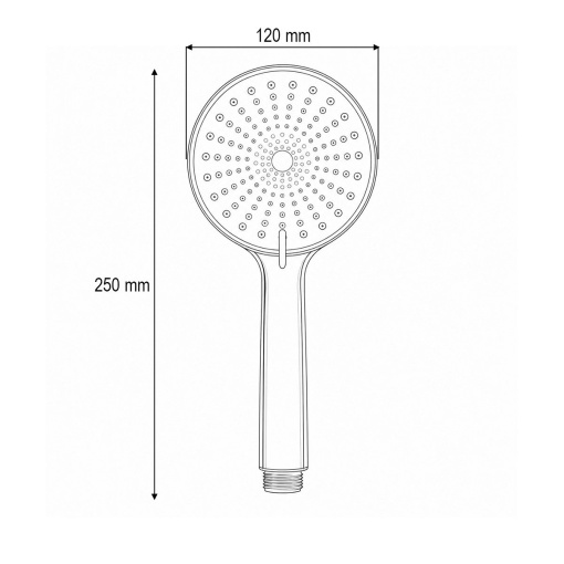 Para de dus baie rotunda, 3 functii, duze silicon, crom lucios, plastic 120x250mm - Img 4