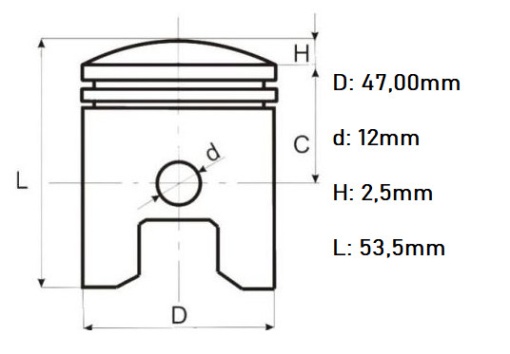 Piston scuter 2T 80cc Honda / Kymco 47mm - Img 2