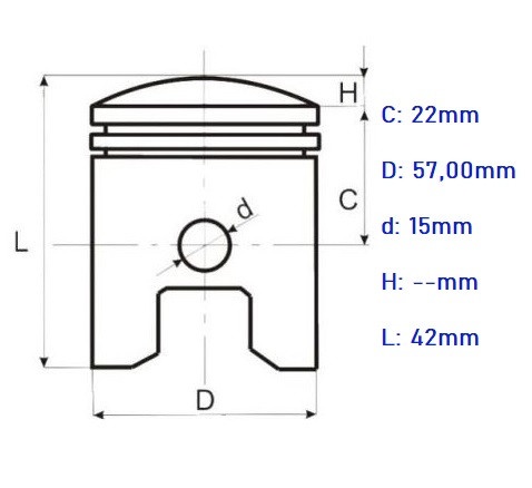 Piston scuter 4T Piaggio Fly 125cc (57mm Ø 15mm) - Img 2