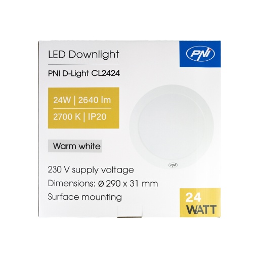 Plafoniera LED PNI D-Light CL2424 24W, rotunda 29 cm, 2700K, alimentare 230V, 2640 lm, alb cald - Img 7