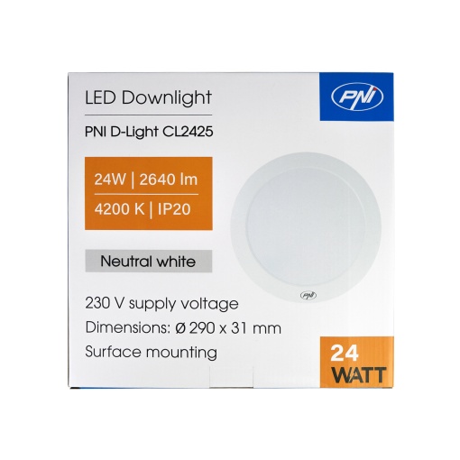 Plafoniera LED PNI D-Light CL2425 24W, rotunda 29 cm, 4200K, alimentare 230V, 2640 lm, alb neutru - Img 9