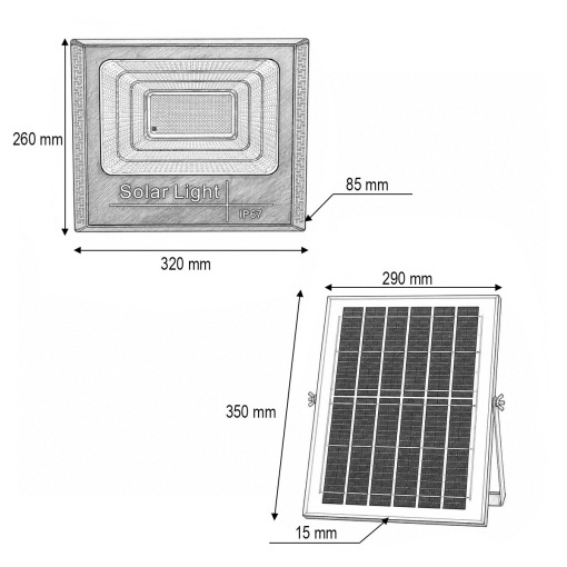 Proiector LED 200W, 6500K cu panou solar 12W, baterie LiFePO4 8000mAh si telecomanda IP67 Breckner Germany - Img 4