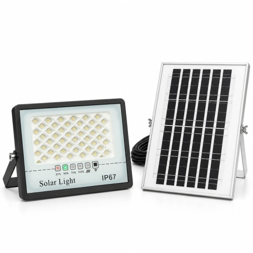 Proiector LED 60W, 6500K cu panou solar 8W, baterie LiFePO4 5000mAh si telecomanda IP67 Breckner Germany - Img 2
