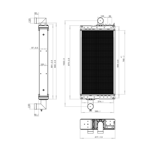Radiator cu 5 randuri de celule pentru John Deere cod OEM 150-434, RE159541 Breckner Germany - Img 2