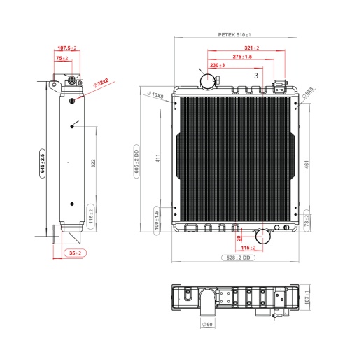 Radiator racire apa John Deere seria 6000, 6005, 6010, 8000 cu 4 randuri de celule cod OEM AL110865, AL115002, AL115731, AL118774, AL118775, AL78001, 7700042320, 74712038 - Img 7