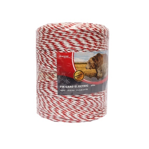 Rola fir alb-rosu fi 3.8mm insertie metalica 4x0.28mm SS, 500m gard electric Breckner Germany - Img 2