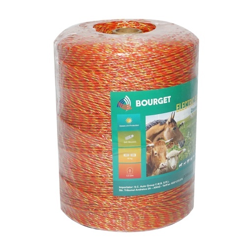 Rola fir galben-rosu fi 2mm 6x0.16mm SS, 1000m gard electric, rezistenta 5.5 Ohm Bourget - Img 2