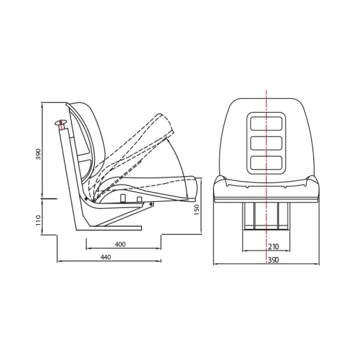 Scaun universal tractor cu sezut rabatabil - Img 6