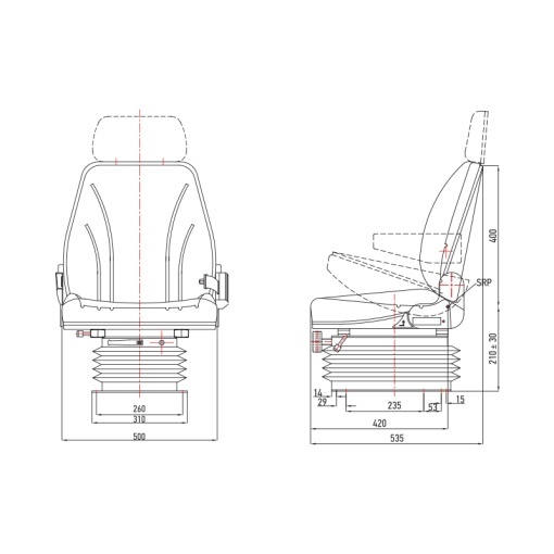 Scaun universal tractor cu suspensie pneumatica GBS 55HD - Img 5