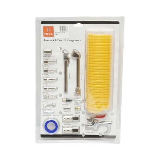 Set 20 accesorii compresor aer cu furtun spiralat, pistol suflare, conectori, duze si cuple rapide universale - Img 2