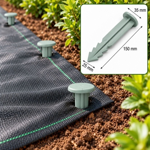 Set 50 cuie tarusi plastic verzi 15cm tip harpon pentru fixare folie protectie Breckner Germany - Img 2