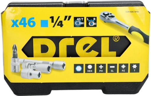 Set chei tubulare Drel 1/4", 46 buc - Img 2