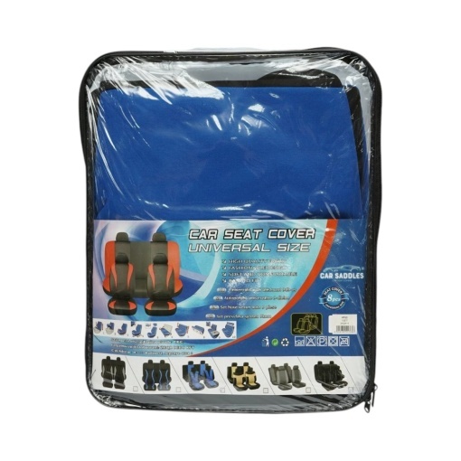 Set huse scaune auto universale albastru-negru, material textil 8 piese - Img 10