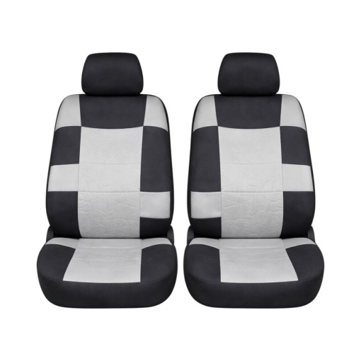 Set huse scaune auto universale negru-gri, material textil 9 piese - Img 2