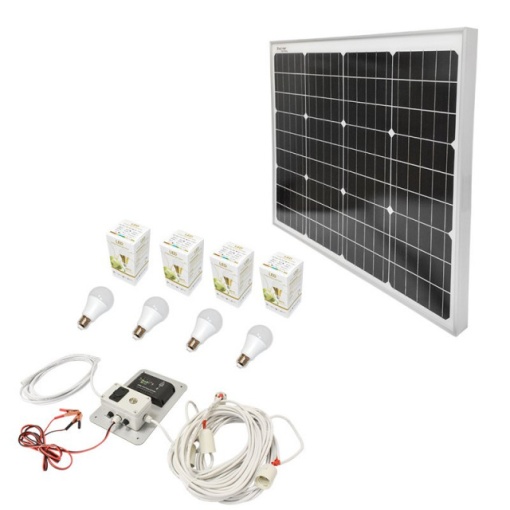 Set panou solar 50W 670x540x30mm 12-24V priza bricheta cu 4 becuri 9W - Img 3