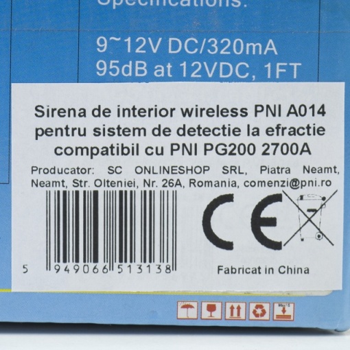 Sirena de interior wireless PNI A014 pentru sistem de detectie la efractie compatibil cu PNI PG200 2700A - Img 7