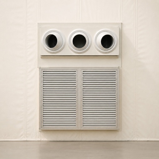 Sistem instalatie climatizare industriala 272.960 BTU, 80kW, 380V, functie incalzire si ventilatie, debit aer 17.500m3/h pentru corturi, hale, depozite 500–750m2 - Img 3