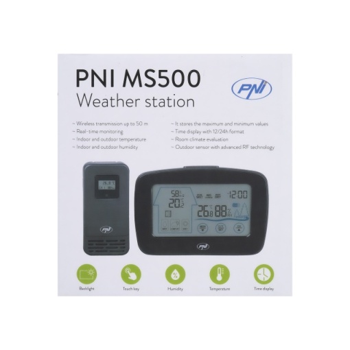 Statie meteo PNI MS500 cu senzor extern fara fir, afiseaza temperatura si umiditatea interioara si exterioara, memorie valori climaterice minime si maxime - Img 5