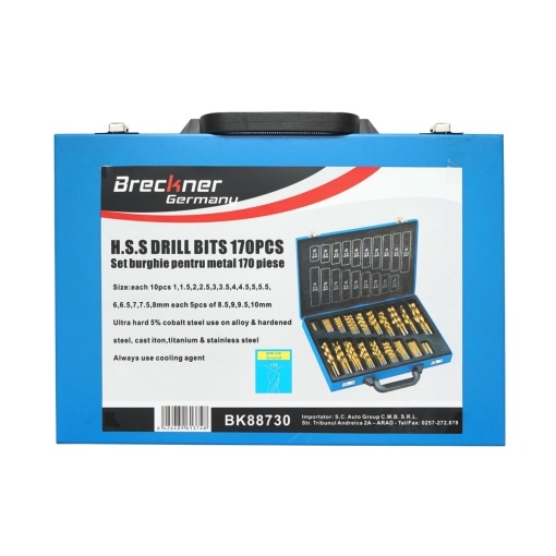 Trusa 170 burghie HSS pentru metal DIN 338 Breckner Germany - Img 2