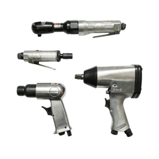 Trusa scule pneumatice cu pistol de impact, ciocan, clichet, polizor drept si accesorii 46 piese Breckner Germany - Img 5