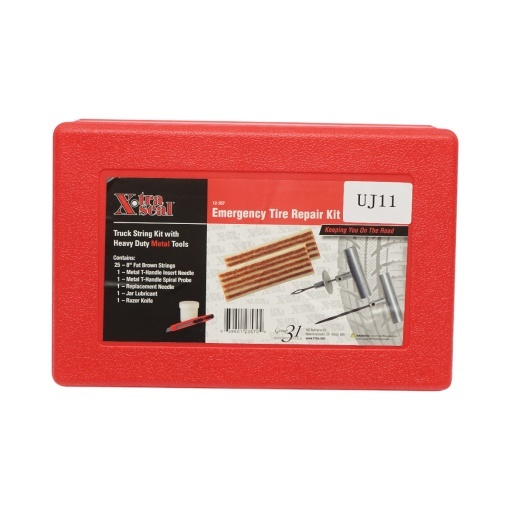 Trusa vulcanizare anvelope tubeless la rece cu snur 200mm, ac insertie, ac spirala, lubrifiant, cutter, chei imbus 32 piese X-TRA SEAL - Img 2