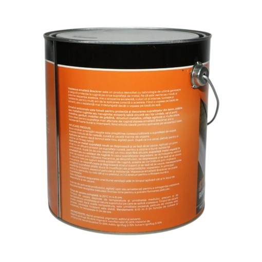 Vopsea email anticoroziva 3 in 1 negru metalizat 676 pe baza de solvent 3.5L, direct pe rugina, interior si exterior Breckner Germany - Img 2