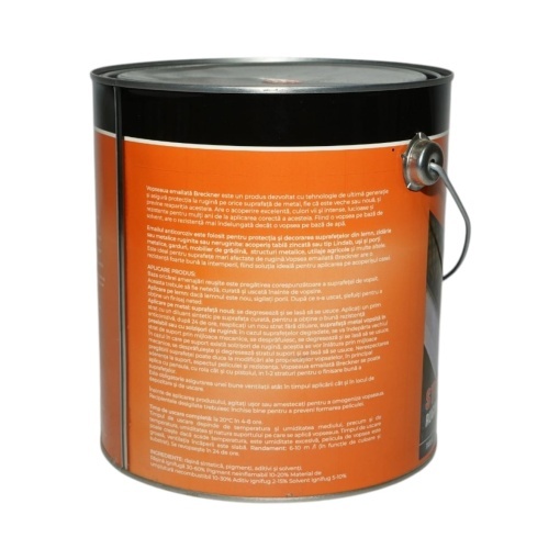 Vopsea email anticoroziva 3 in 1 portocaliu 2004 pe baza de solvent 3.5L, direct pe rugina, interior si exterior Breckner Germany - Img 2