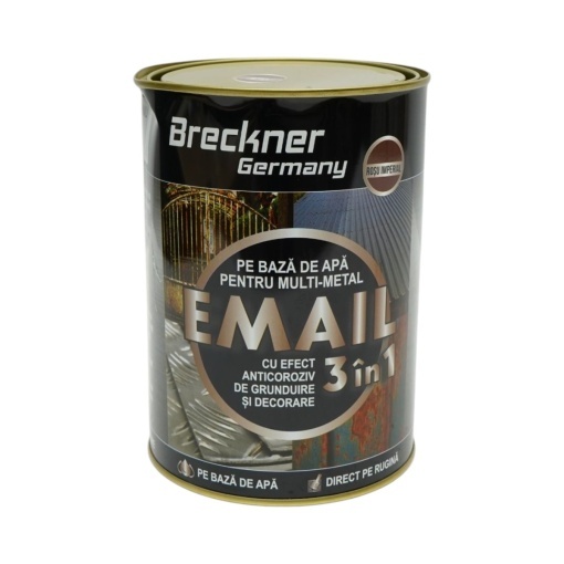Vopsea email anticoroziva 3 in 1 rosu imperial pentru metal 2kg, direct pe rugina, pe baza de apa Breckner Germany - Img 2