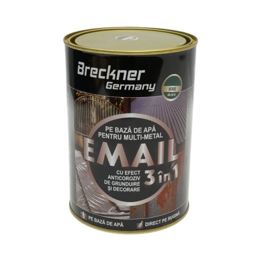 Vopsea email anticoroziva 3 in 1 verde 6016 pentru metal 2kg, direct pe rugina, pe baza de apa Breckner Germany - Img 2