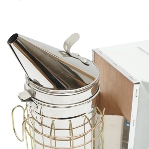 Afumator albine din inox cu cilindru scut termic si burduf din piele 190mm - Img 4