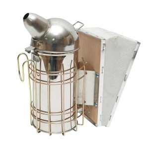 Afumator albine din otel inox cu cilindru scut termic si burduf din piele 210mm - Img 2