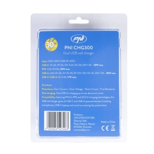 Alimentator PNI CHG300 cu port USB C, QC3.0, PD3.0, PPS si port USB-A, 30W - Img 2