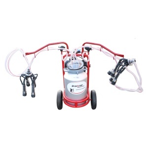 Aparat de muls vaci 2 posturi bidon 40L aluminiu cu butelie, vacuum rezervor Breckner Germany - Img 3