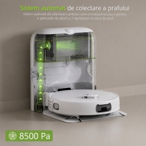 Aspirator robot inteligent cu functie mop 8500Pa, statie auto-golire, navigatie laser LDS, baterie 5200 mAh, perie anti-incurcare, control aplicatie WiFi Extravis - Img 7