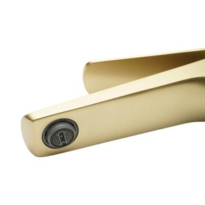 Baterie lavoar baie Premium din cupru, pipa lunga, design patrat, monocomanda, auriu mat, furtunuri incluse - Img 10