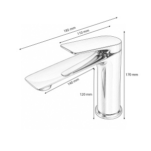 Baterie lavoar baie Premium din cupru, pipa lunga, design rotund, monocomanda, crom lucios, furtunuri incluse - Img 6
